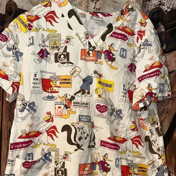 Looney tunes Scrub Top Women’s size Medium Vintage - Picture 1 of 5